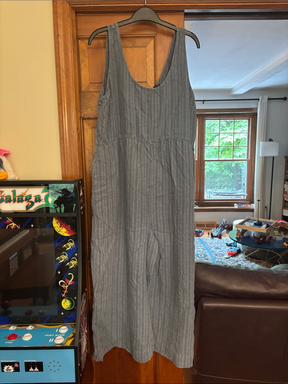Patagonia Garden Island ladies Sleeveless Stripe Linen Jumpsuit blue strip